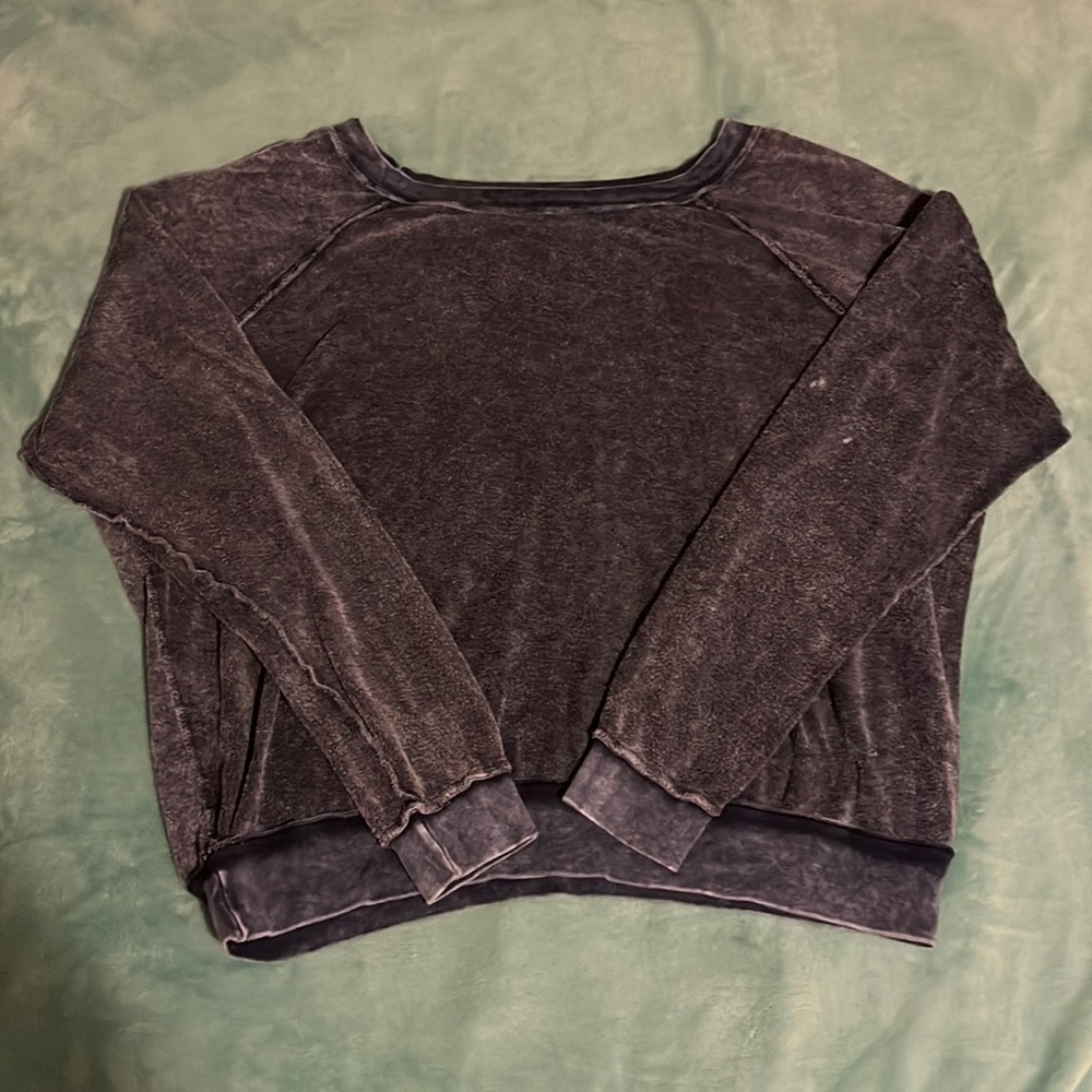 ProjectSocialT Vintage Towel material Blue Long Sleeve Crew Neck Size Medium
